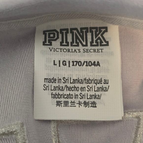 Victoria Secret Pink Gray Velvet Athletic Athleisure Winter Women's Top L - Picture 7 of 8